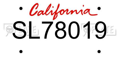 SL78019 California License Plate