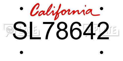 SL78642 California License Plate