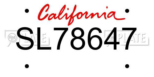 SL78647 California License Plate