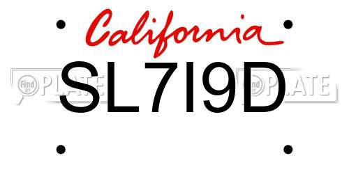 SL7I9D California License Plate