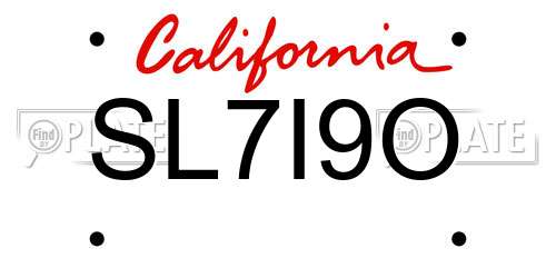 SL7I9O California License Plate