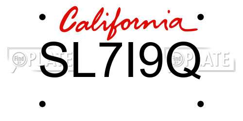 SL7I9Q California License Plate