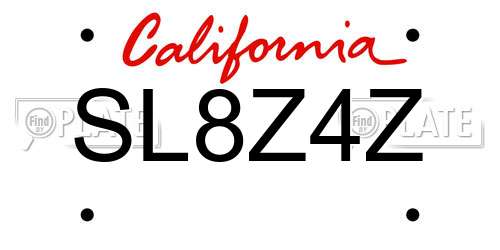 SL8Z4Z California License Plate