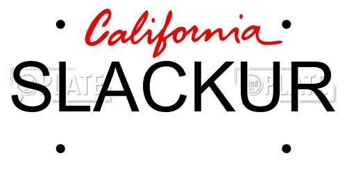 SLACKUR California License Plate