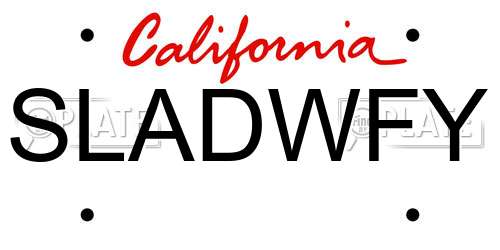 SLADWFY California License Plate