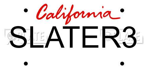 SLATER3 California License Plate