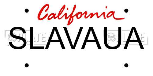 SLAVAUA California License Plate