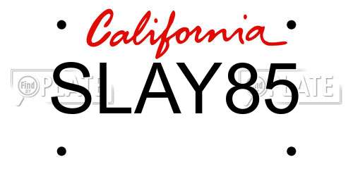 SLAY85 California License Plate