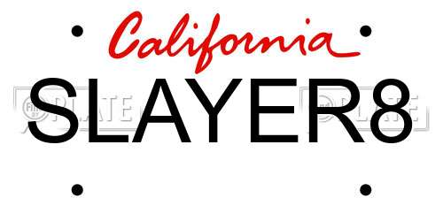 SLAYER8 California License Plate