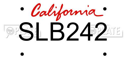 SLB242 California License Plate
