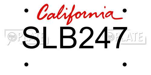 SLB247 California License Plate