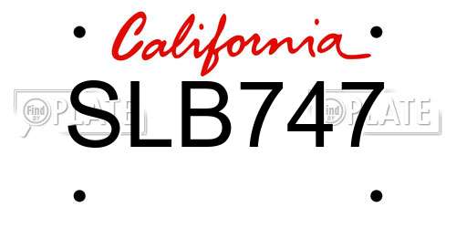 SLB747 California License Plate