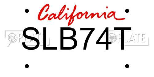 SLB74T California License Plate