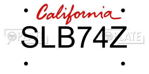 SLB74Z California License Plate