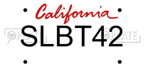 SLBT42 California License Plate