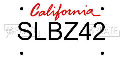 SLBZ42 California License Plate