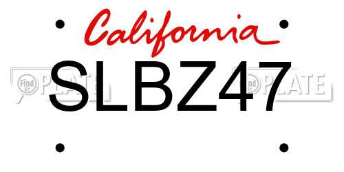 SLBZ47 California License Plate