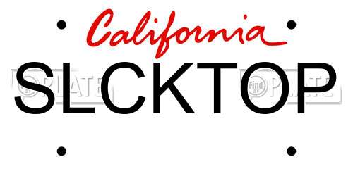 SLCKTOP California License Plate