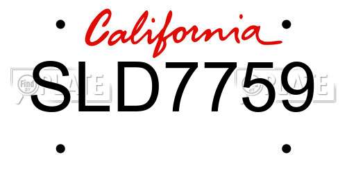 SLD7759 California License Plate