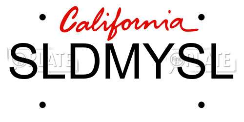 SLDMYSL California License Plate
