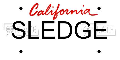 SLEDGE California License Plate
