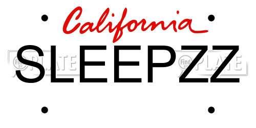 SLEEPZZ California License Plate