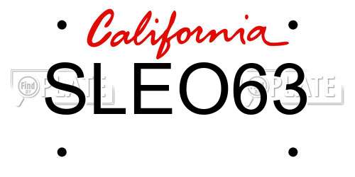 SLEO63 California License Plate