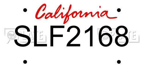 SLF2168 California License Plate
