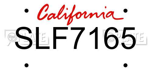 SLF7165 California License Plate