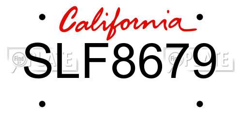 SLF8679 California License Plate