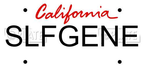 SLFGENE California License Plate