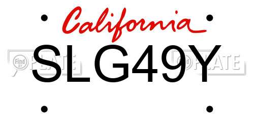 SLG49Y California License Plate