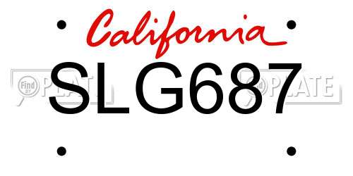 SLG687 California License Plate