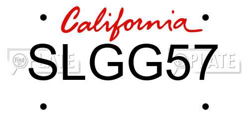 SLGG57 California License Plate