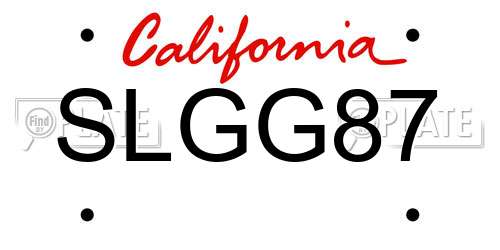 SLGG87 California License Plate