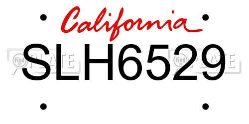 SLH6529 California License Plate