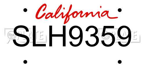SLH9359 California License Plate