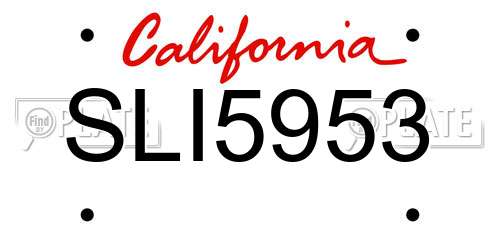 SLI5953 California License Plate