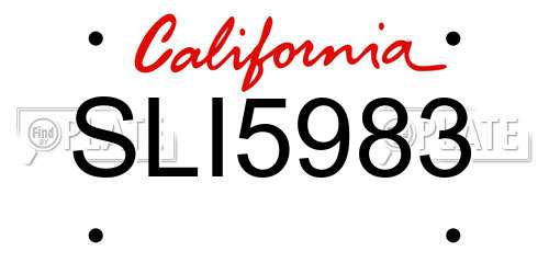 SLI5983 California License Plate
