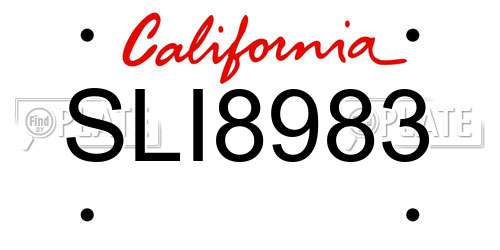 SLI8983 California License Plate