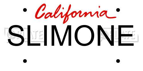 SLIMONE California License Plate