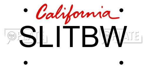 SLITBW California License Plate