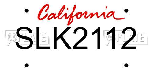 SLK2112 California License Plate