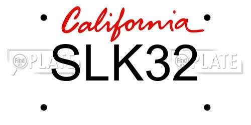 SLK32 California License Plate