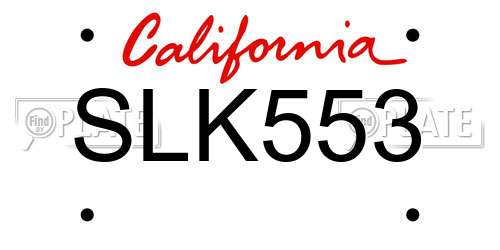 SLK553 California License Plate
