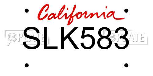 SLK583 California License Plate