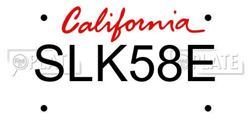 SLK58E California License Plate