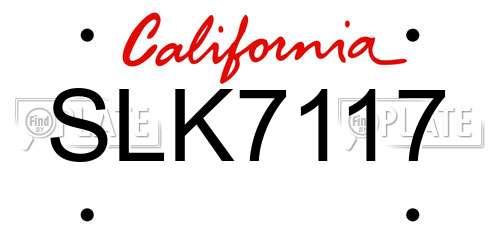 SLK7117 California License Plate