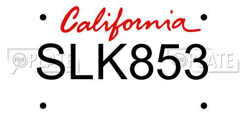 SLK853 California License Plate
