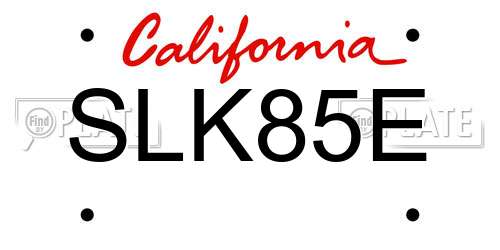 SLK85E California License Plate